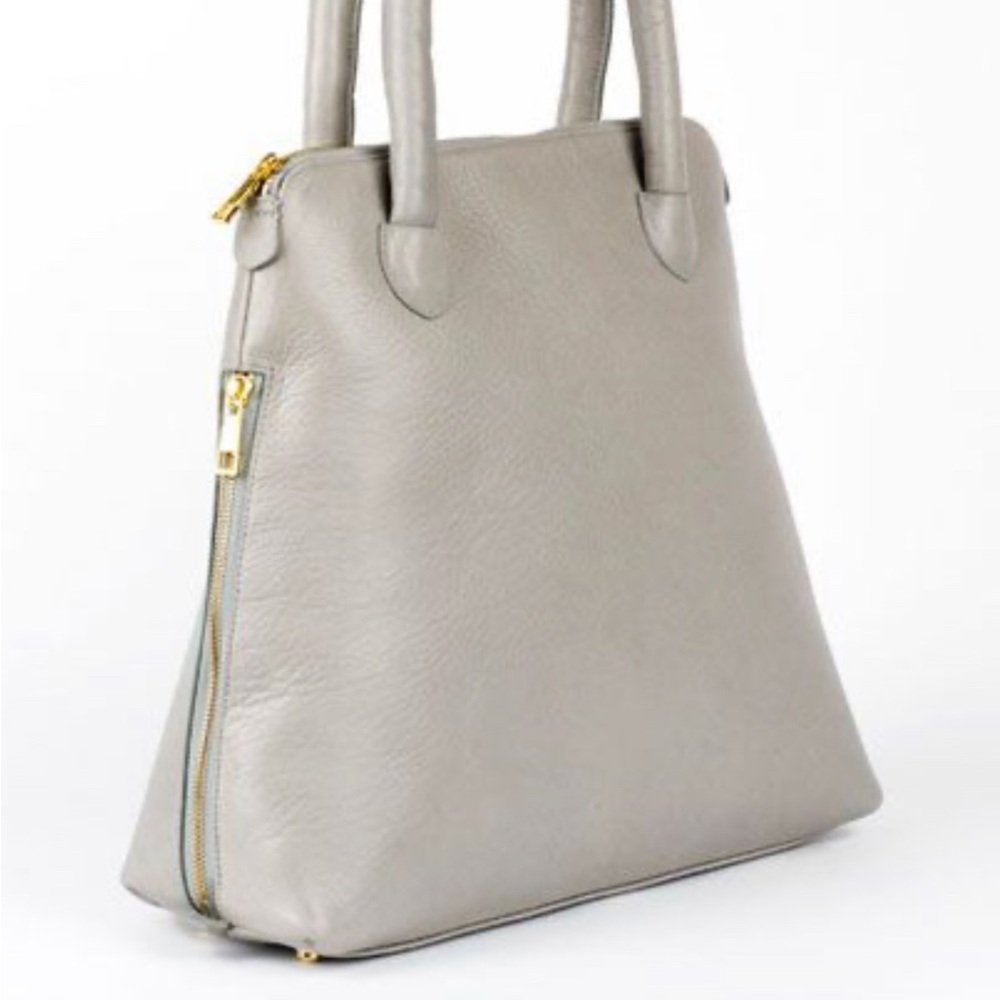 Oscar & Anna Authentic Grey Italian Leather Satchel Tote Purse
